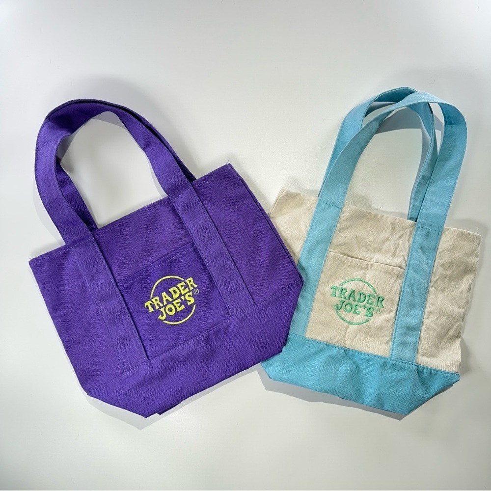 Trader Joe’s mini tote set collectible canvas bags - Picture 3 of 12